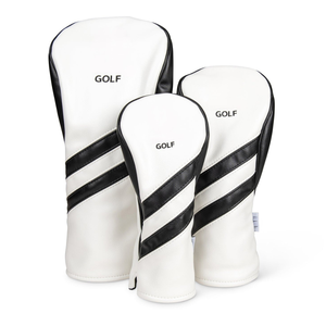 Ensemble de housses de tête de golf blanches classiques Couvre-chefs anti-rayures en cuir PU de qualité supérieure pour les clubs de conducteur, de fairway et hybrides - Product Image 6