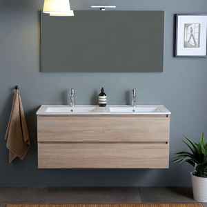 Mueble de Baño Moderno de Dos Piezas con Lavabo Doble y Cajones, de Madera de Roble, 120 cm, Estilo Belize - Product Image 2