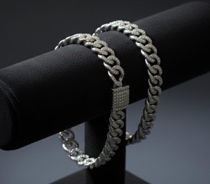 Bracelet gourmette cubaine VVS rond brillant, serti de diamants Moissanite VVS, style Hip Hop, bijoux de luxe pour hommes et femmes - Product Image 1