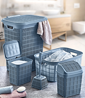 Ensemble de rangement pour la maison, la salle de bain et la garde-robe Afossa, écologique, durable, anti-poussière, multifonctionnel, en plastique PP moderne, 5 paniers à linge