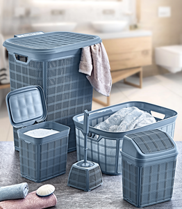 Ensemble de rangement pour la maison en plastique PP Afossa, 5 pièces, panier à linge avec couvercle, panier de rangement, porte-brosse de toilette - Product Image 6