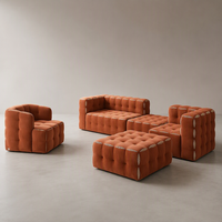 Ensemble de canapés modulaires de luxe capitonnés avec détails de couture, en velours haut de gamme, extensible, en mousse, canapé sectionnel moderne pour appartement, salle de sport, centre commercial