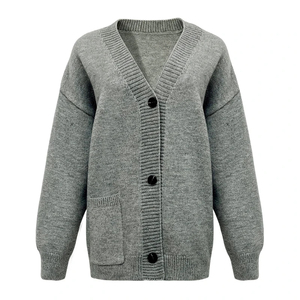 Suéter Cárdigan de Punto Crochet Estilo Coreano para Mujer, Casual, Suave, con Botones, Moda de Invierno, Manga Larga, con Logotipo Personalizado - Product Image 2