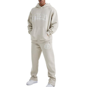 Ensemble survêtement unisexe en coton personnalisé pour homme, 2 pièces, sweat à capuche et pantalon de jogging, pantalon cargo, grandes tailles pour l'hiver - Product Image 1