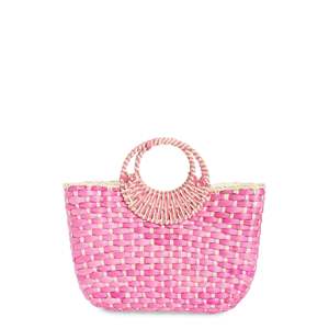 Borsa tote Nordstrom Norah in paglia rosa tinta unita con chiusura aperta, ideale per l'estate - Product Image 1