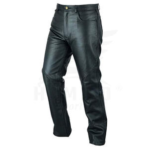 Pantalon en cuir personnalisé de haute qualité à la mode Pantalon empilé en cuir pour hommes Pantalon noir en cuir taille haute pour hommes - Product Image 2