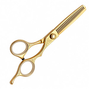 Tijeras Profesionales para Adelgazar Cabello, Acero Inoxidable 4Cr13, Punta Afilada, Mango de Cerámica Mediano, Diseño Floral, para Diestros - Product Image 4
