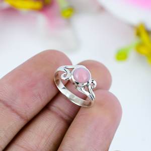 Fantastique Vintage Argent Plaqué 925 Sterling Fine Bague Naturel Rose Opale Gemme Bijoux Avec Lunette Réglage - Product Image 3