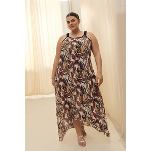 Abito estivo Plus Size con motivo floreale in Tulle Chiffon elegante - Product Image 1