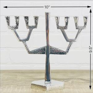 Metal Crafts Metal Menorah Aluminium Menorah Solid Cast Aluminium Menorah in <b>Mirror</b> Polish Multi Color <b>Candle</b> <b>Holder</b> - Product Image 5