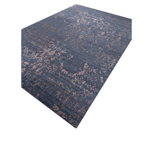 Alfombra Clásica Azul Pansy de Lana y Viscosa Anudada a Mano con Diseño Abstracto de Medallón, Estilo Rectangular Tipo Rompecabezas, 9x12, para Hogar y Pasillo, PKWV-81 - Product Image 2