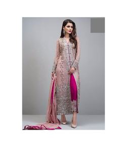 Trajes bordados de red cosidos Colección de Bodas de 3 piezas Último diseño pakistaní Salwar Kameez Punjabi Trajes Ropa de diseñador - Product Image 3