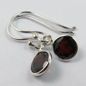 925 Solid Sterling Silver <b>Garnet</b> Gemstone Drop <b>Earrings</b> Women's Dangle Silver Jewellery - Product Image 3