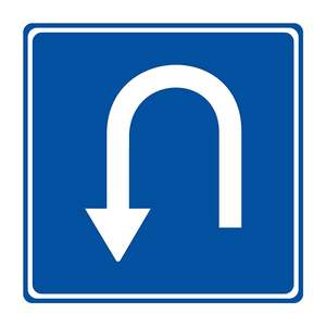 Reflective <b>Safety</b> <b>Roadway</b> Sign U-Turn B-53a Solar & LED - Product Image 1