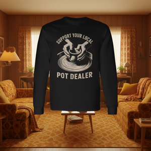 T-shirt vintage retrò a maniche lunghe: Sostieni il tuo rivenditore di canna da fumo locale per scopi promozionali - Product Image 3