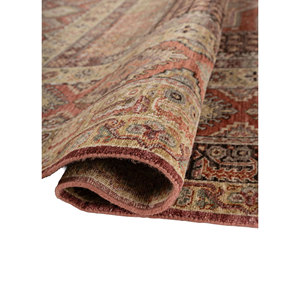 Alfombra de Lana Anudada a Mano Someplace in Time, Diseño de Medallón Rojo y Naranja, Enm-7006, para Uso Doméstico - Product Image 2