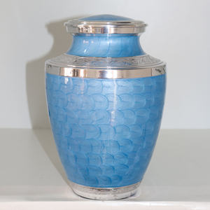 Urne funéraire HHO de haute qualité pour adultes et animaux de compagnie, blanc pur avec placage nickel brillant, impression personnalisée, écologique et durable - Product Image 3