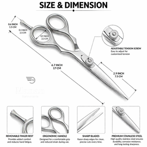 Ciseaux de barbier en acier inoxydable 6,5 pouces, ciseaux à cheveux professionnels, outil de salon, logo personnalisé - Product Image 3
