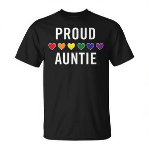 T-shirt Proud Auntie LGBTQ Pride Rainbow Hearts - Product Image 2