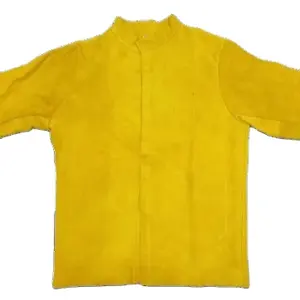 Veste de soudeur en cuir de vachette fendu couleur marron originale haute anti-chaleur lutte contre l'incendie pour le soudage vêtements de sécurité vêtements en cuir - Product Image 1