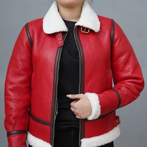 Blouson en cuir B3 Bomber en fourrure de mouton, mode masculine, moto, hiver, imperméable, réversible, écologique - Product Image 1
