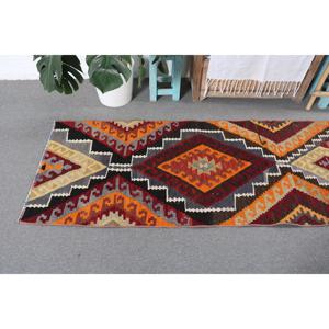 2.5x9.4 ft Vintage Rug, Turkish <b>Runner</b> Rug, <b>Red</b> Solid Wool Rug - Product Image 5