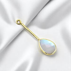 28x9mm forme de poire à facettes opalite pierres précieuses bricolage boucles d'oreilles breloques plaqué or lunette ensemble fournitures de fabrication de bijoux - Product Image 1