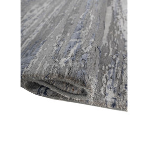 Alfombra Kavi Gris y Negra Anudada a Mano de Lana y Seda de Bambú, Diseño Teoría del Caos, Rectangular Abstracto para el Hogar y Pasillo, Modelo Esk-433(Fr) - Product Image 2