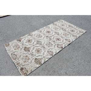 Turkish Vintage Area Rug 3.8x7.9 ft, <b>Brown</b> Persian Rug <b>Wool</b> - Product Image 3