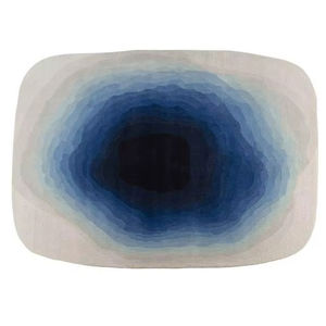 Alfombra de Lana Anudada a Mano con Degradado Azul Abstracto, Alfombra Ovalada Moderna, Alfombra Artística Contemporánea para Decoración de Sala de Estar y Dormitorio - Product Image 1
