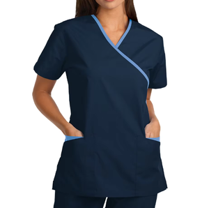 Unisex V-Neck <b>Scrub</b> Tops Medical Nursing Uniform Top with Multiple Pockets - Product Image 5