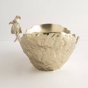 Bol de service moderne pour la maison hôtel & Restaurant saladier couleur argent Design moderne métal rond acier inoxydable & laiton bols - Product Image 2