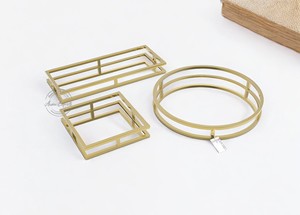 Luxury Gold Metal Decorative Serving Tray Set Modern Geometric Shapes Sleek Finish Stylish Organizer for <b>Coffee</b> <b>Table</b> Decor - Product Image 3