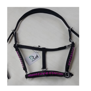 Kellyy Vert Laiton Raccord En Cuir Véritable Cheval Rembourré Halter En Cuir Noir Fantaisie Cousu Corde Halter - Product Image 5