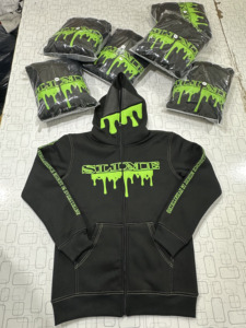 Sudadera con cremallera de peso pesado OEM 2025 con parches bordados y cremallera de alta calidad. - Product Image 2