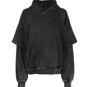 Sweat à capuche unisexe de luxe à double couche avec manches tombantes, en molleton bouclette 450 g/m², style urbain hiver, avec poche, séchage rapide - Product Image 1