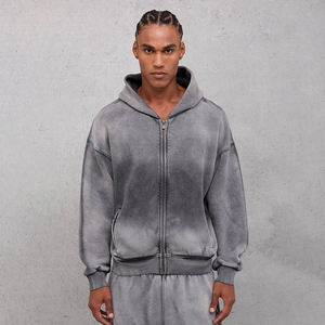 Streetwear personnalisé Ensemble sweat à capuche et pantalon de survêtement 100% coton délavé à l'acide Style poche survêtement survêtement pour hommes - Product Image 2
