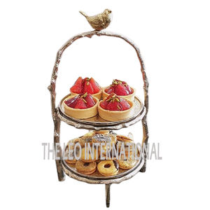Ensemble de 3 supports de gâteau en forme de feuille en aluminium poli brillant pour fête de mariage anniversaire désert support nouveau style - Product Image 6