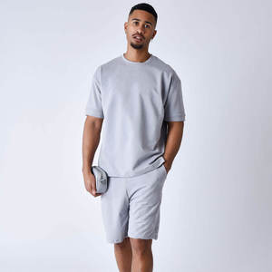 Ensemble short de haute qualité pour hommes Conception OEM Ensemble short et short de couleur contrastée lavable sur mesure pour hommes - Product Image 4