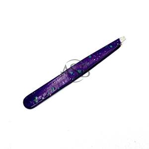 Pinza para Cejas de Punta Inclinada Morada Oscura, Personalizable, de Acero Inoxidable Sostenible, Pinza para Depilación, Servicio OEM - Product Image 1