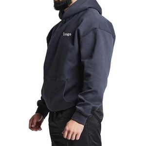 100% Cotton Plain Pullover Custom Printed <b>Men's</b> Oversized Hoodie Zipper Design Stand Thick Fleece Baggy <b>Cropped</b> for Winter - Product Image 2