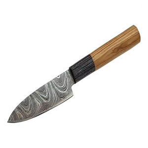 Ensemble de couteaux de chef Damasucks en acier forgé à la main, 1 pièce, 5 pouces, avec bolster en laiton, manche en bois d'olivier, étui en cuir, bord dentelé, OEM, garantie 3 ans - Product Image 5