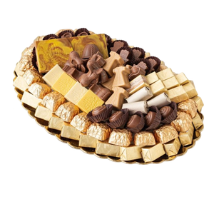 Vente en gros Plateau de présentation de service de chocolat Plateau de service à chocolat en métal doré au design classique avec accent floral pour les événements - Product Image 4