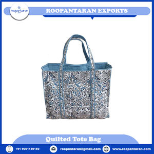 Newest Trending Direct Manufacturer Handmade <b>Tote</b> <b>Bag</b> Hand Block Printed Soft Cotton <b>Padded</b> Quilted <b>Tote</b> <b>Bag</b> for Sale - Product Image 6