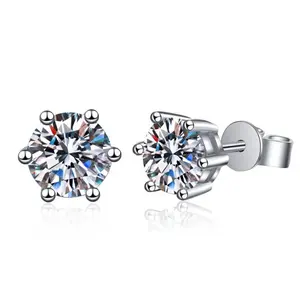 14K Solid Gold Hip Hop Diamond luxury earrings Custom Real trendy sterling silver moissanite screw back stud earrings women