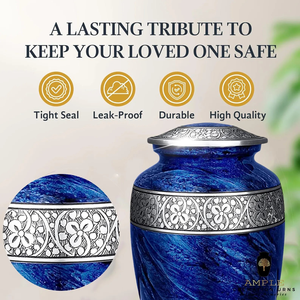 Urnas de cremación azules, urnas conmemorativas de aluminio Premium, recuerdo, tamaños para adultos, colección de recuerdos infinitos a prueba de fugas y grabables - Product Image 4