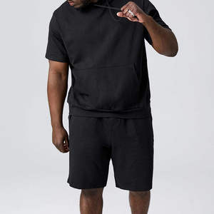 Ensemble survêtement deux pièces personnalisé, short de survêtement, ensemble de survêtement d'été, broderie délavée, sweat à capuche zippé et short, ensembles de veste pour hommes - Product Image 6