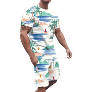 เซ็ตเสื้อยืด & กางเกงขาสั้นลำลองสำหรับผู้ชายผ้าโพลีเอสเตอร์/ ผ้าฝ้ายแบบพอดีตัวระบายอากาศฤดูร้อน - Product Image 5