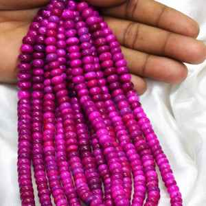 Raspberry Pink Candy Opal Smooth Rondelle Beads 7mm a 10mm Strand de piedras preciosas sueltas para la fabricación de joyas Suministro a granel Venta al por mayor India - Product Image 2