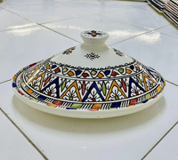 Tajine en céramique ovale coloré peint à la main, fait main, sans plomb, pot à tajine artisanal, pots marocains faits à la main